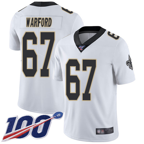 Men New Orleans Saints Limited White Larry Warford Road Jersey NFL Football #67 100th Season Vapor Untouchable Jersey->women nfl jersey->Women Jersey